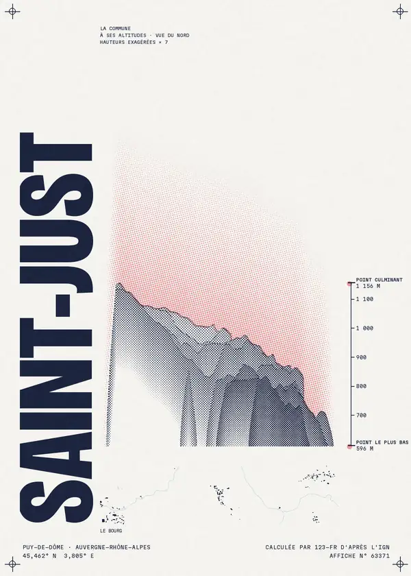 Affiche de Saint-Just, calculée par 123-fr d'après l'IGN
