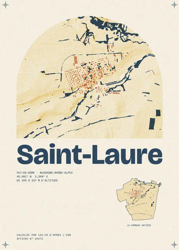 Affiche de Saint-Laure, calculée par 123-fr d'après l'IGN