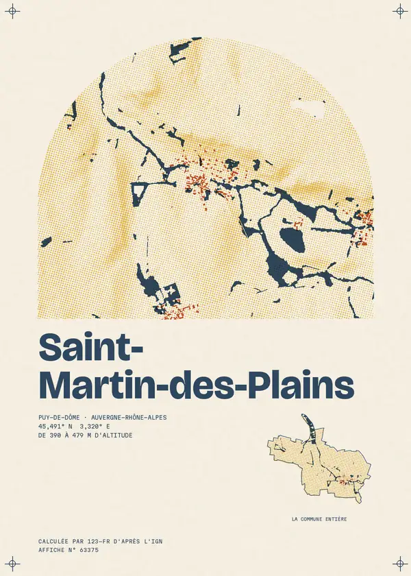 Affiche de Saint-Martin-des-Plains, calculée par 123-fr d'après l'IGN
