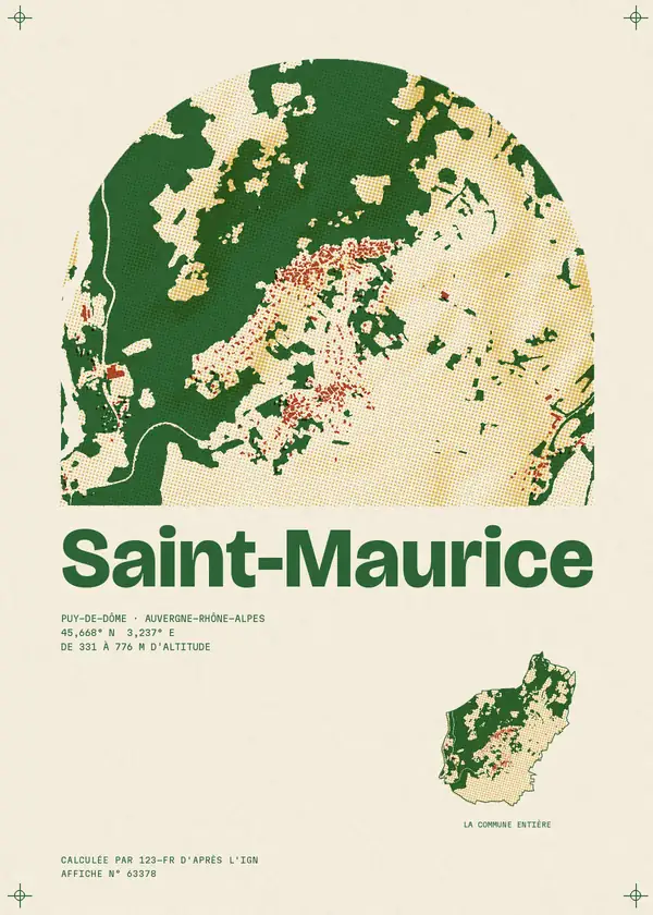 Affiche de Saint-Maurice, calculée par 123-fr d'après l'IGN
