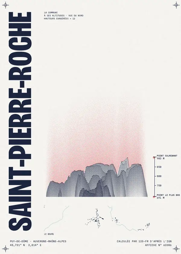 Affiche de Saint-Pierre-Roche, calculée par 123-fr d'après l'IGN