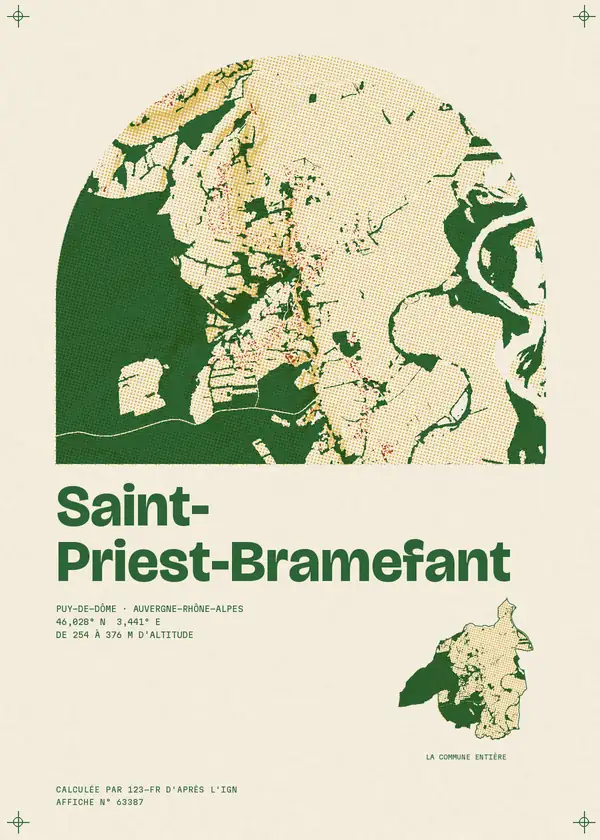 Affiche de Saint-Priest-Bramefant, calculée par 123-fr d'après l'IGN
