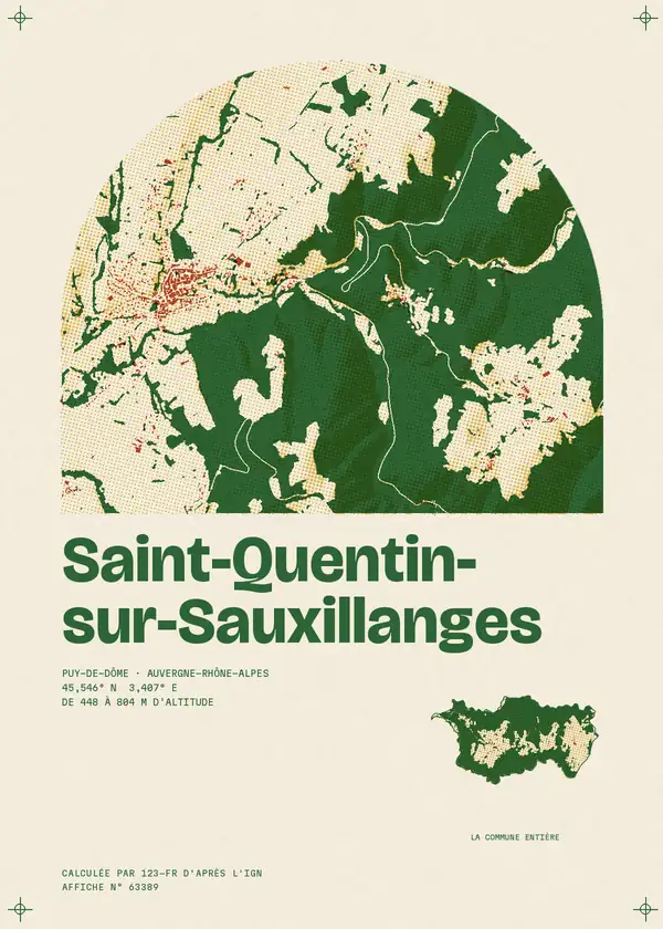 Affiche de Saint-Quentin-sur-Sauxillanges, calculée par 123-fr d'après l'IGN