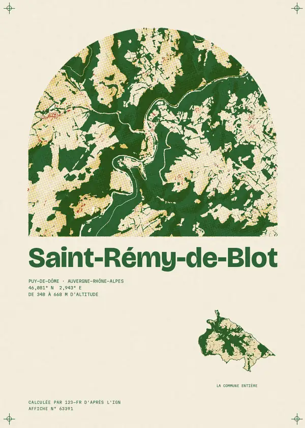 Affiche de Saint-Rémy-de-Blot, calculée par 123-fr d'après l'IGN