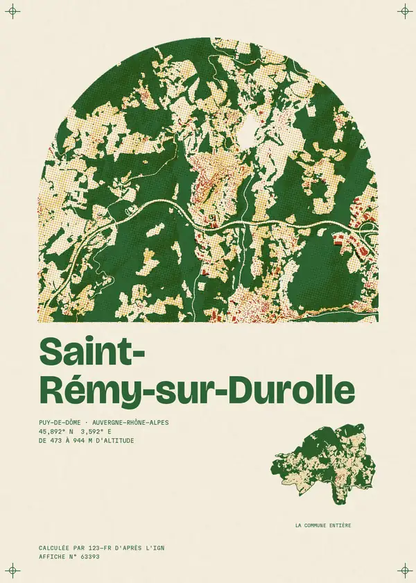 Affiche de Saint-Rémy-sur-Durolle, calculée par 123-fr d'après l'IGN