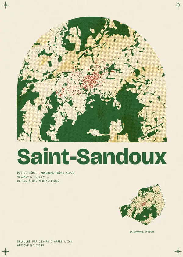 Affiche de Saint-Sandoux, calculée par 123-fr d'après l'IGN