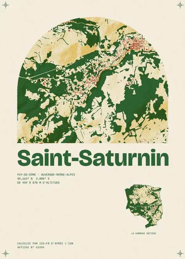 Affiche de Saint-Saturnin, calculée par 123-fr d'après l'IGN