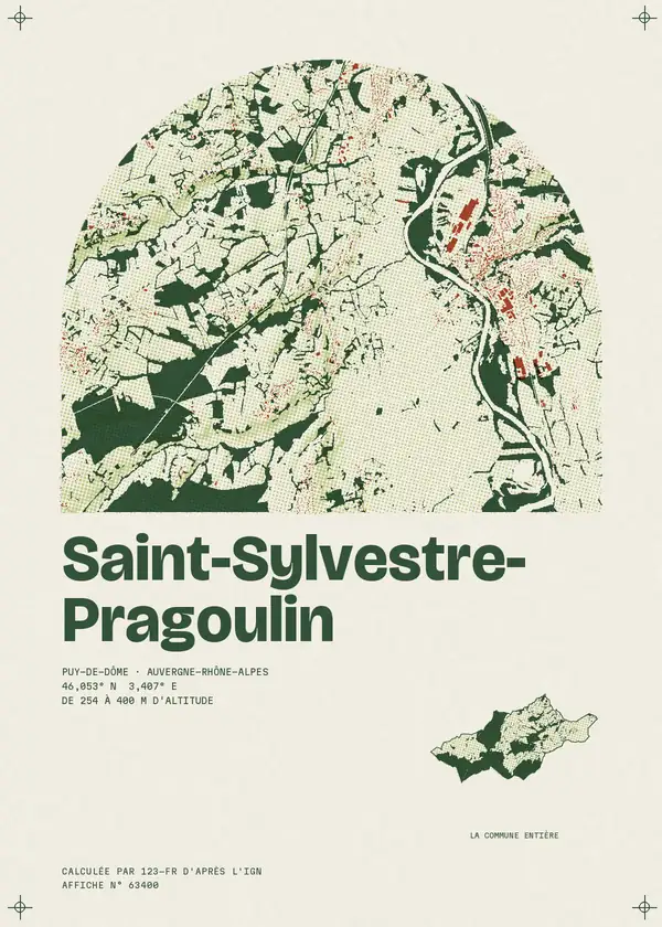Affiche de Saint-Sylvestre-Pragoulin, calculée par 123-fr d'après l'IGN