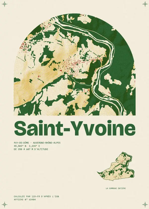 Affiche de Saint-Yvoine, calculée par 123-fr d'après l'IGN