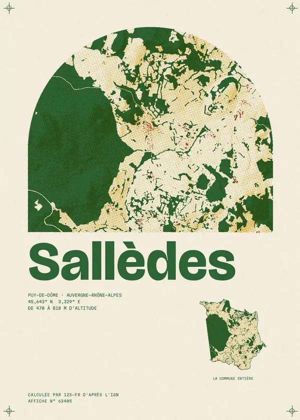 Affiche de Sallèdes, calculée par 123-fr d'après l'IGN