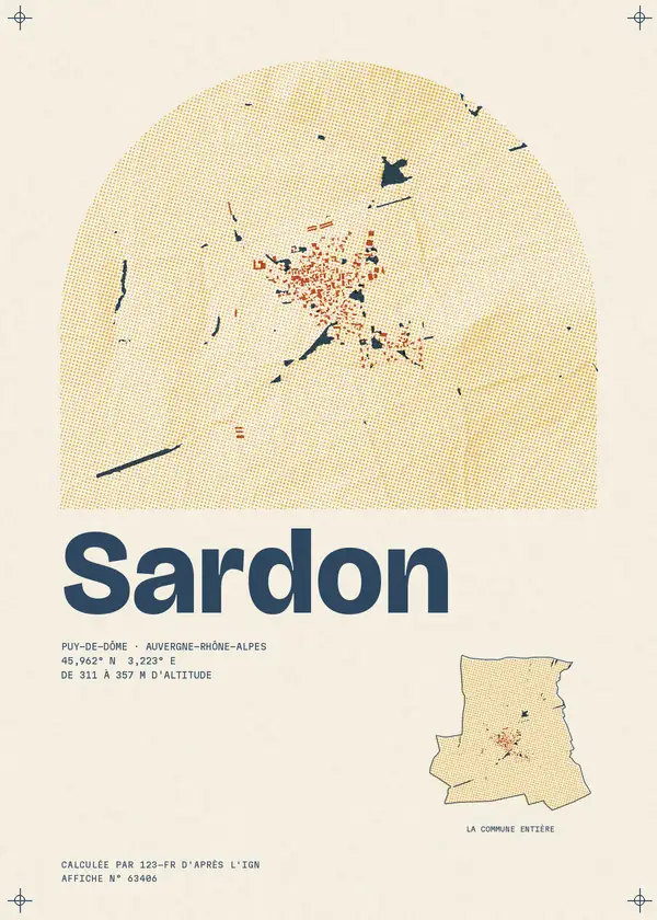 Affiche de Sardon, calculée par 123-fr d'après l'IGN