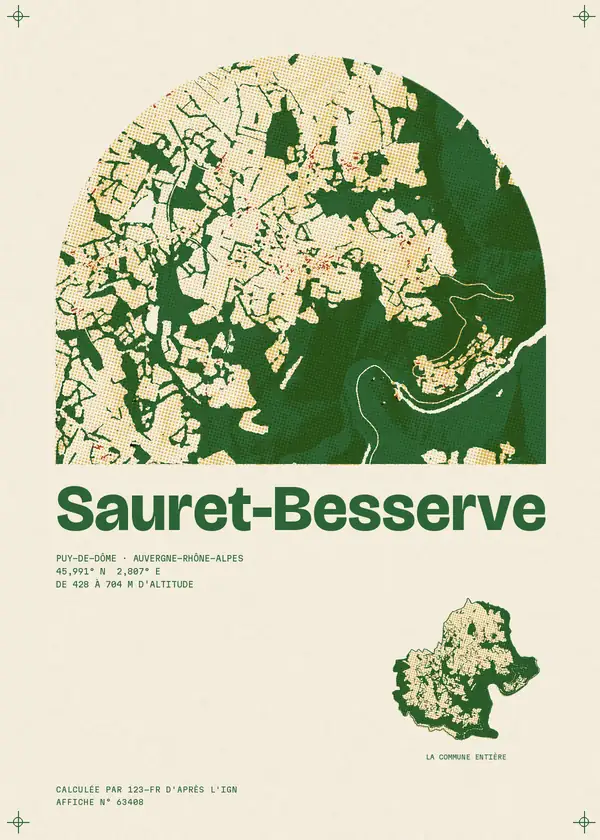 Affiche de Sauret-Besserve, calculée par 123-fr d'après l'IGN