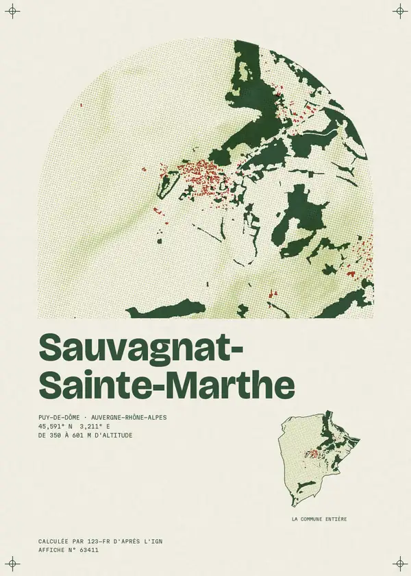 Affiche de Sauvagnat-Sainte-Marthe, calculée par 123-fr d'après l'IGN