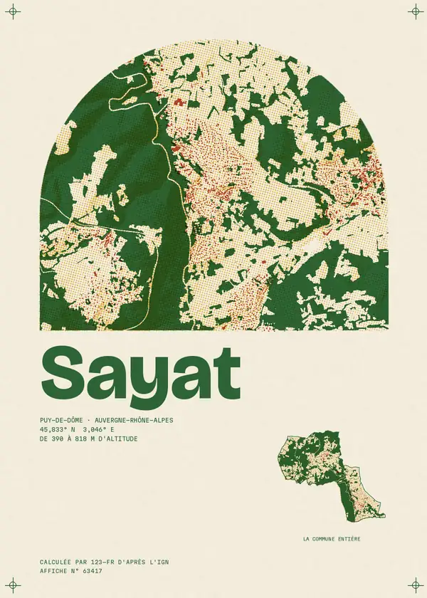 Affiche de Sayat, calculée par 123-fr d'après l'IGN
