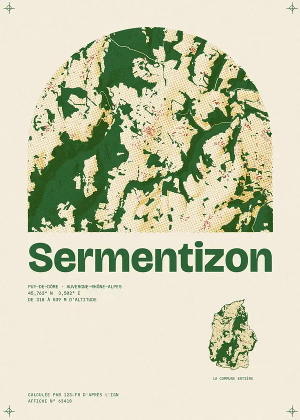 Affiche de Sermentizon, calculée par 123-fr d'après l'IGN