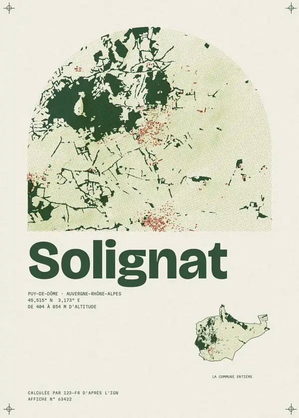 Affiche de Solignat, calculée par 123-fr d'après l'IGN