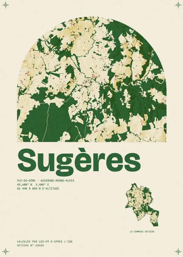 Affiche de Sugères, calculée par 123-fr d'après l'IGN