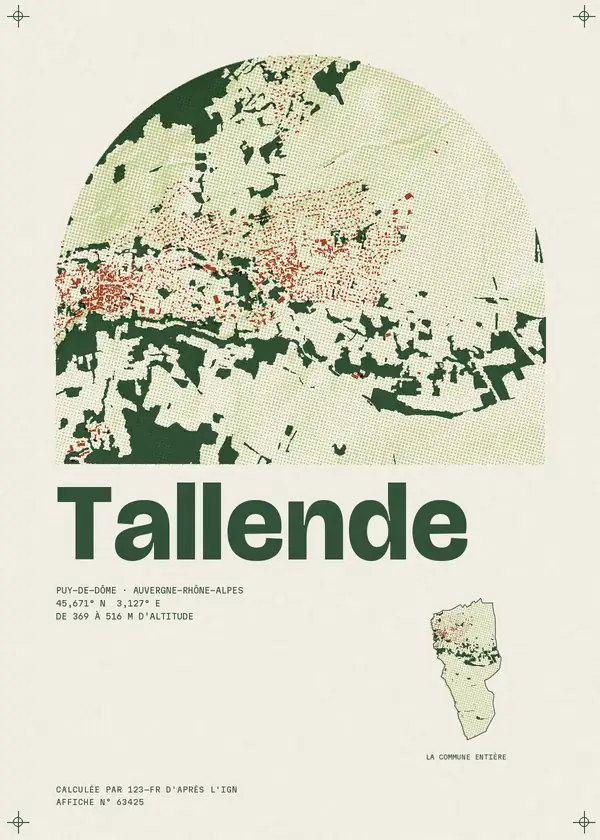 Affiche de Tallende, calculée par 123-fr d'après l'IGN