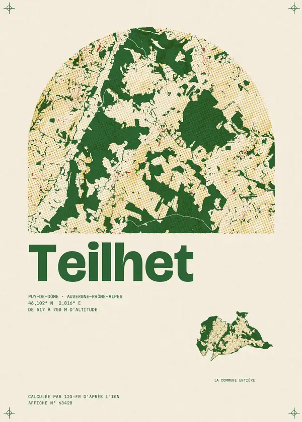 Affiche de Teilhet, calculée par 123-fr d'après l'IGN