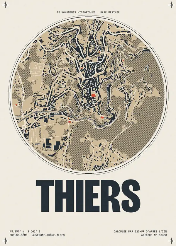 Affiche de Thiers, calculée par 123-fr d'après l'IGN