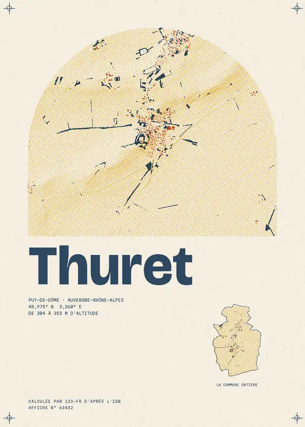 Affiche de Thuret, calculée par 123-fr d'après l'IGN