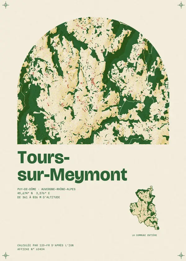 Affiche de Tours-sur-Meymont, calculée par 123-fr d'après l'IGN