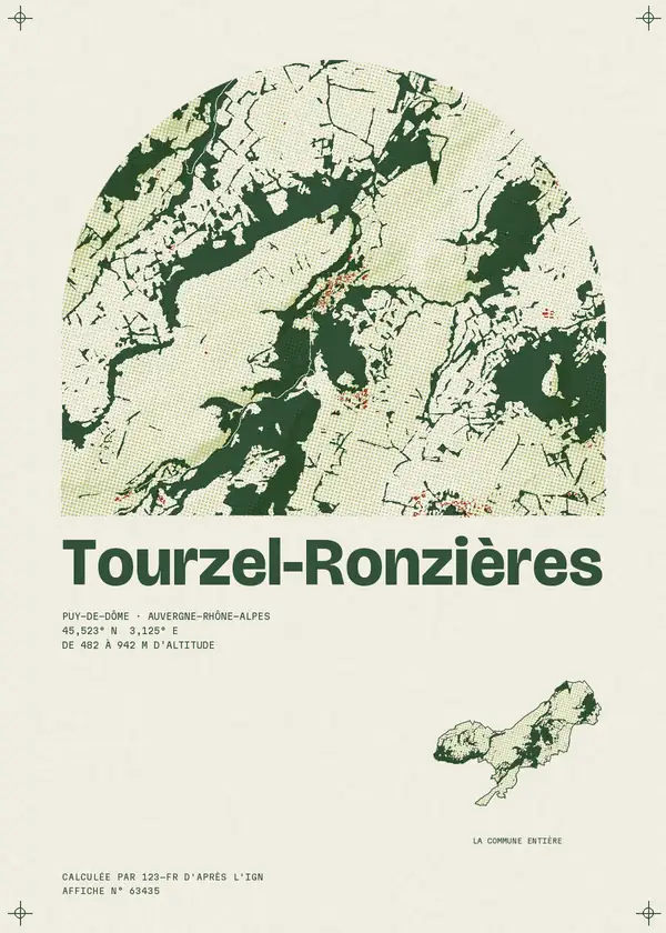 Affiche de Tourzel-Ronzières, calculée par 123-fr d'après l'IGN