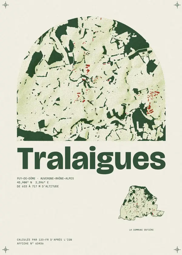Affiche de Tralaigues, calculée par 123-fr d'après l'IGN