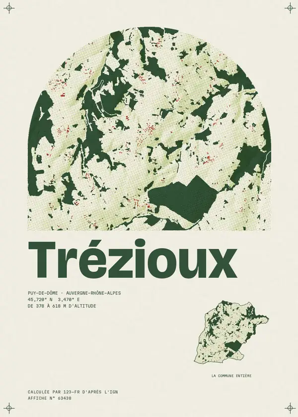 Affiche de Trézioux, calculée par 123-fr d'après l'IGN