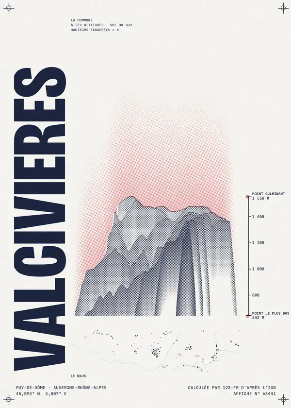 Affiche de Valcivières, calculée par 123-fr d'après l'IGN