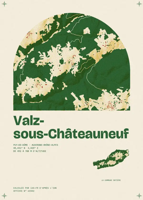 Affiche de Valz-sous-Châteauneuf, calculée par 123-fr d'après l'IGN
