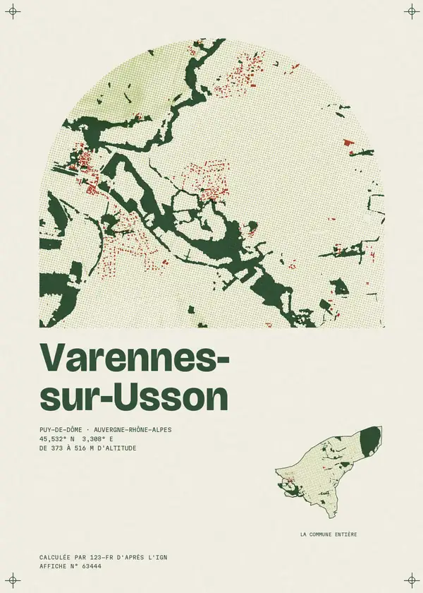 Affiche de Varennes-sur-Usson, calculée par 123-fr d'après l'IGN