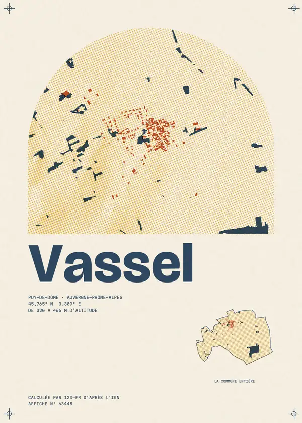 Affiche de Vassel, calculée par 123-fr d'après l'IGN