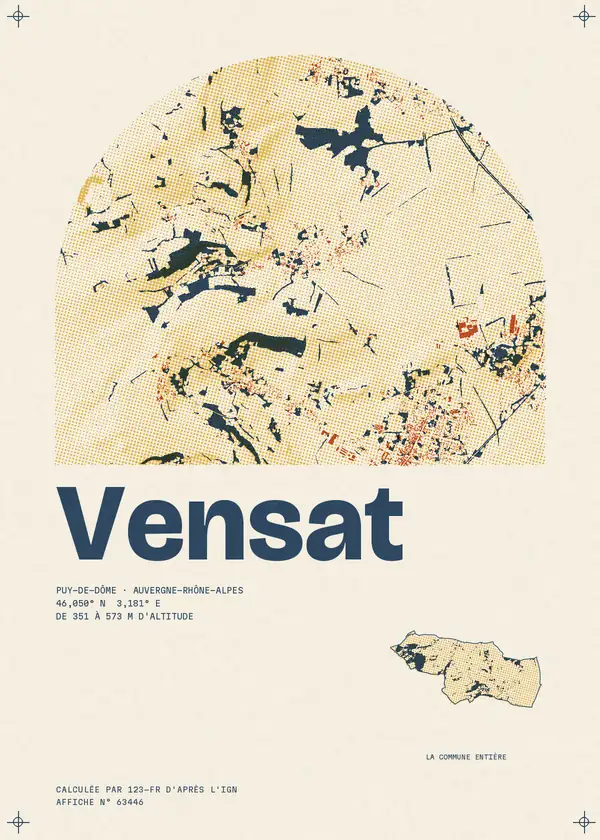 Affiche de Vensat, calculée par 123-fr d'après l'IGN