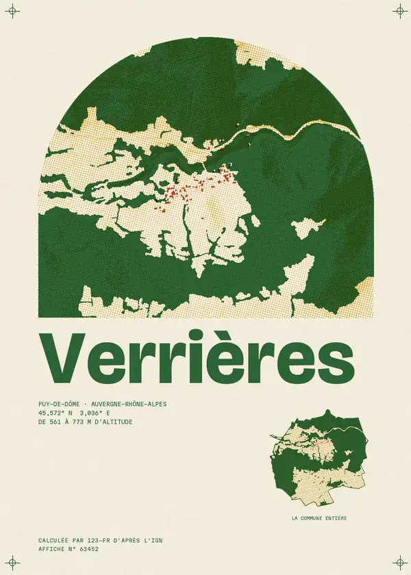 Affiche de Verrières, calculée par 123-fr d'après l'IGN