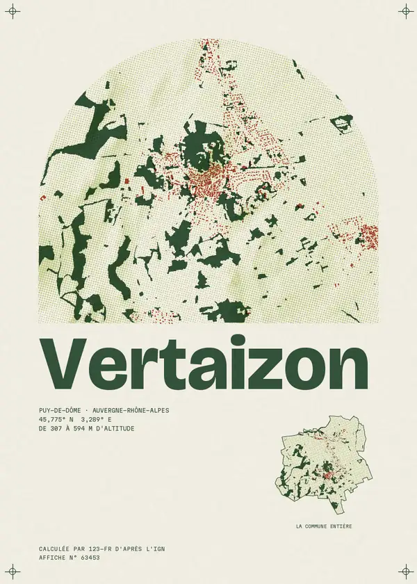 Affiche de Vertaizon, calculée par 123-fr d'après l'IGN