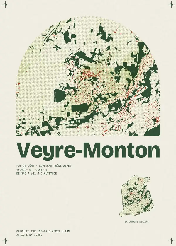 Affiche de Veyre-Monton, calculée par 123-fr d'après l'IGN