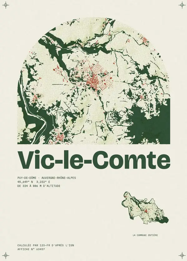 Affiche de Vic-le-Comte, calculée par 123-fr d'après l'IGN