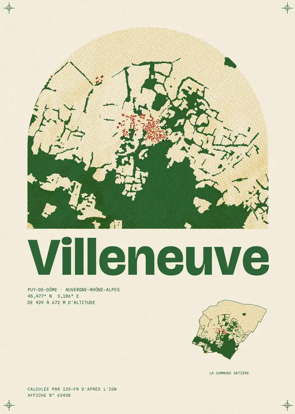 Affiche de Villeneuve, calculée par 123-fr d'après l'IGN