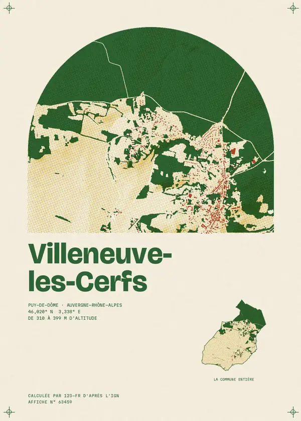 Affiche de Villeneuve-les-Cerfs, calculée par 123-fr d'après l'IGN