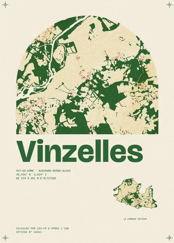 Affiche de Vinzelles, calculée par 123-fr d'après l'IGN