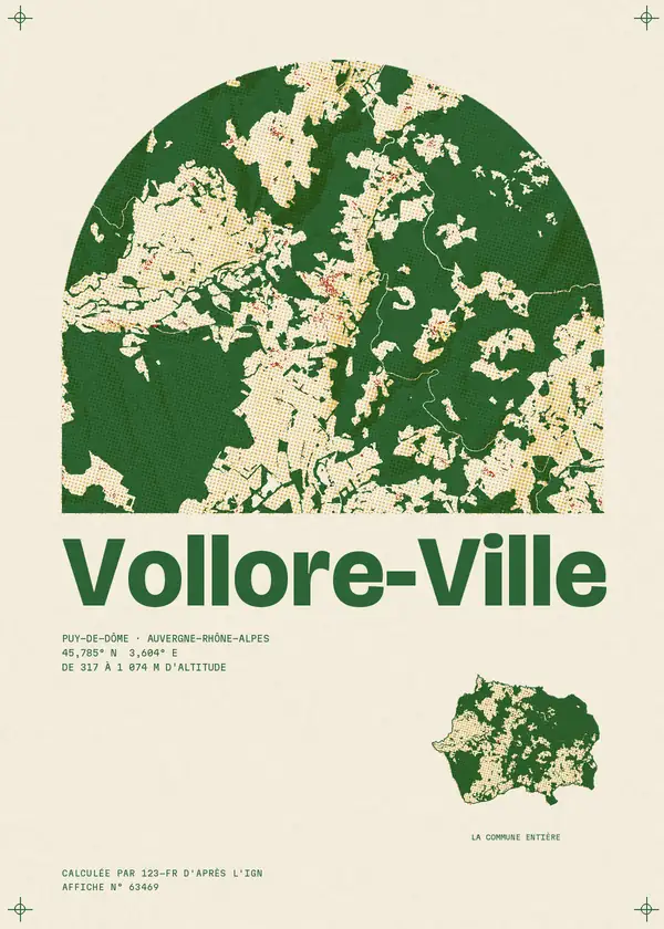 Affiche de Vollore-Ville, calculée par 123-fr d'après l'IGN