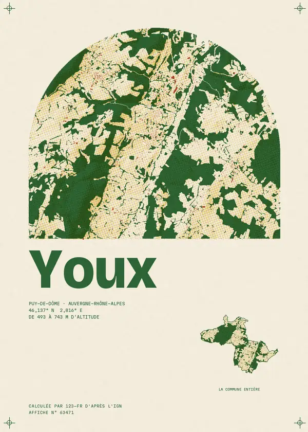 Affiche de Youx, calculée par 123-fr d'après l'IGN