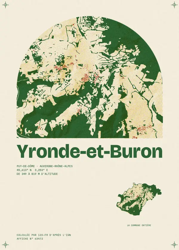 Affiche de Yronde-et-Buron, calculée par 123-fr d'après l'IGN