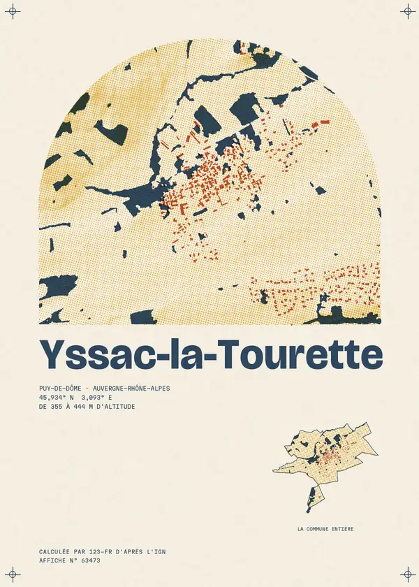 Affiche de Yssac-la-Tourette, calculée par 123-fr d'après l'IGN