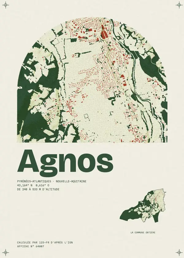 Affiche de Agnos, calculée par 123-fr d'après l'IGN