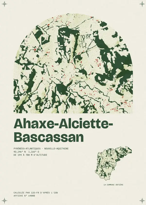 Affiche de Ahaxe-Alciette-Bascassan, calculée par 123-fr d'après l'IGN
