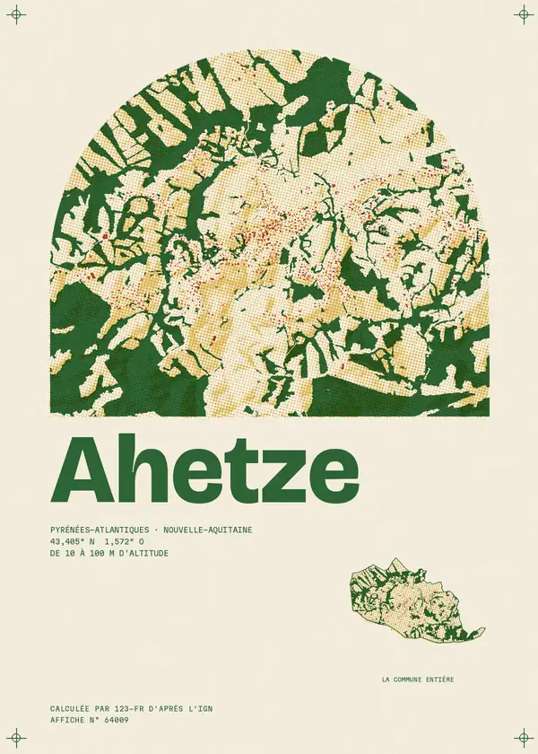 Affiche de Ahetze, calculée par 123-fr d'après l'IGN