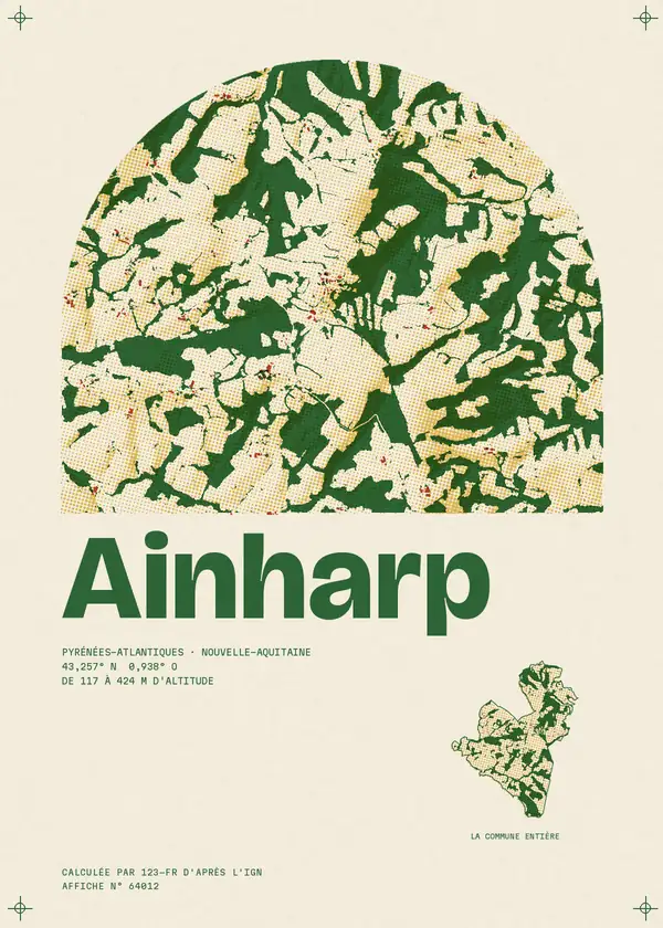 Affiche de Ainharp, calculée par 123-fr d'après l'IGN