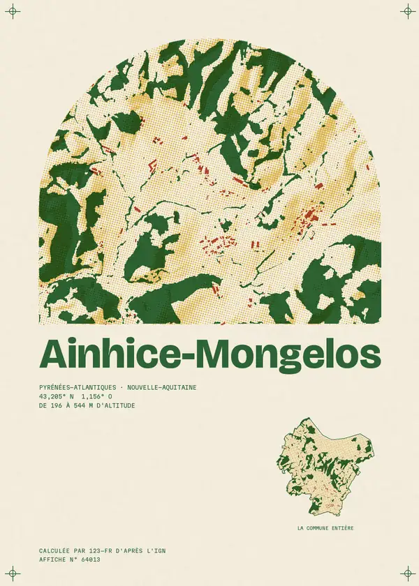 Affiche de Ainhice-Mongelos, calculée par 123-fr d'après l'IGN